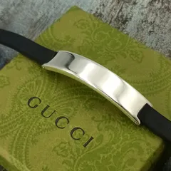 GUCCI　グッチ 　プレート　ブレスレット　バングル  レディース　メンズ　ユニセックス　シルバー925 ブAG925 ブラック　ラバー　ヴィンテージ　オールドグッチのサムネイル