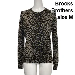 ◆ ブルックスブラザーズ Brooks Brothers ニットカーディガン 長袖 クルーネック レオパード柄 マルチカラー 毛 M 9号 レディース S6H767のサムネイル