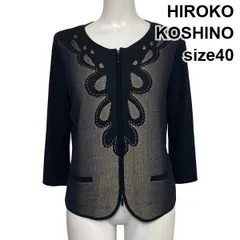 ◆ ヒロココシノ HIROKO KOSHINO ダブルジップカーディガン ニットジャケット 長袖 トップス 黒 コットン混 40 L 11号 レディース S6H783のサムネイル