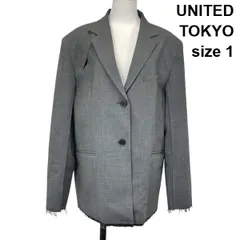 ◆ ユナイテッドトウキョウ UNITED TOKYO グランジ テーラードジャケット 長袖 カットアウト 毛 綿 1 M～L 9-11号 レディース S6H796のサムネイル