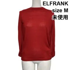 ◆ 未使用 エルフランク ELFRANK ノースリーブニット プルオーバー ボトルネック ラグランスリーブ風 赤 ウール混 M 9号 レディース S6H791のサムネイル