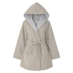 19g16 Max Mara STUDIO マックスマーラ ステュディオ フーデットコート ナイロンコート ベルト付 ベージュ レディース女性用u02tのサムネイル