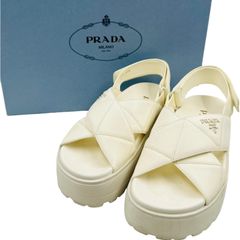 新品未使用】PRADA プラダ ナッパレザーサンダル ホワイト - メルカリ