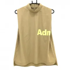 【超美品】アドミラル ノースリーブハイネックシャツ ベージュ 地模様 ロゴライトグリーン レディース L ゴルフウェア Admiralのサムネイル