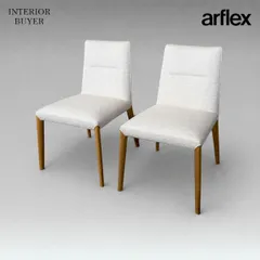 arflex アルフレックス ELEGA 15 エレガ ダイニング チェア 2脚セット オーク材 ナチュラルクリア ファブリック ホワイト C.O.D. 定価43万のサムネイル