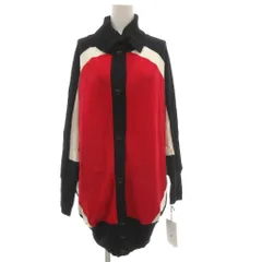 ピエールカルダン Pierre Cardin タグ付き ニットカーディガン M 赤 レッド バイカラー ドルマン ボタンアップ /NX ■ECF006のサムネイル