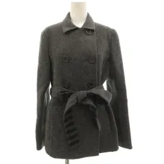 ソニア ソニアリキエル SONIA SONIA RYKIEL 美品 カシミヤ混コート ダブルブレスト ショート丈 ベルト付き 裏地ボーダー 38 グレー /GV ■ECG007のサムネイル