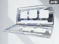 【割れ無し！】ダイハツ 純正 MOVE メッキ ナンバープレート ナンバーフレーム 枠 2枚セット 穴間：約21cm 縦：約17cm 横：約34.5cm 棚のサムネイル