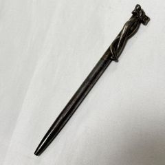ボールペン ツイスト式 本体黒色 クリップ(トカゲ)シルバー ユーズド美