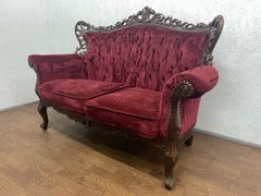 マホガニー鋲打ち カウチソファー アンティークチェア 【猫足鋲打ち