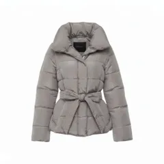 21g16 MaxMara WEEKEND LINE マックスマーラ ダウンジャケット ハーフコート ボリュームネック ベルト付 サイズ38 グレー系 レディース 女性用u02tのサムネイル