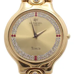 レイモンドウィル Tosca クォーツ メンズ 腕時計 18Kゴールドメッキ ラインストーン入り文字盤 純正ベルト 9141-3【いおき質店】のサムネイル