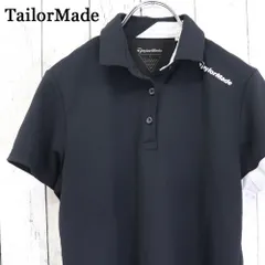 【美品　Lサイズ】TailorMade　テーラーメイド　ゴルフウェア　ポロシャツ　レディース　ナチュラルストレッチ　ドライ　ブラック　モノトーン　ブランドロゴのサムネイル
