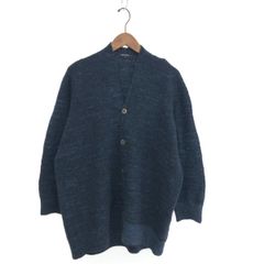 パドカレ pas de calaisカーディガン リネンアルパカ混グレーネイビー