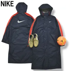 ナイキ NIKE ベンチ コート パーカー ジャンパー ウィンドブレーカー 裏地 中綿 キルティング ボア フリース S ネイビー x レッド サッカー フットボール スポーツ ウェア メンズのサムネイル