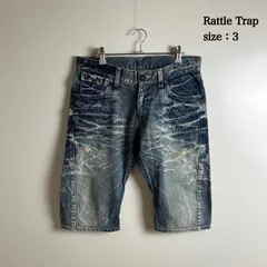 Rattle Trap y2k style denim half pants 3 L ラトルトラップ ダメージ加工 鬼ヒゲ デニム ハーフパンツ 平成 お兄系のサムネイル