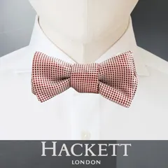 HACKETT LONDON ハケット ロンドン イタリア製 絹100％ マイクロチェック柄 シルク 蝶ネクタイ ボウタイ HM052530 定価1.2万 255 ▲008▼50724m03のサムネイル