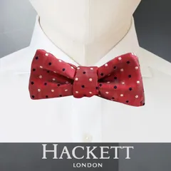 HACKETT LONDON ハケット ロンドン イタリア製 絹100％ ドット×ヘリンボーン柄 シルク 蝶ネクタイ ボウタイ HM051979 定価1.1万 255▲008▼50724m02のサムネイル