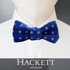 HACKETT LONDON ハケット ロンドン イタリア製 絹100％ シェブロンフラワー×ヘリンボーン柄 シルク 蝶ネクタイ ボウタイ HM052235 595▲006▼50724m01のサムネイル