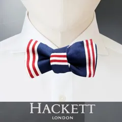 HACKETT LONDON ハケット ロンドン イタリア製 PREPPY BOW シルク100％ ストライプ柄 蝶ネクタイ ボウタイ HM052134 定1.1万 ネイビー 000▲003▼20831k05のサムネイル
