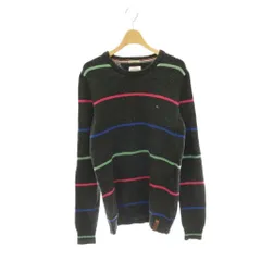 ヒルフィガーデニム HILFIGER DENIM ニット セーター マルチボーダー柄 フラッグロゴ ウール混 長袖 L ダークグレー /HS ■GY18のサムネイル