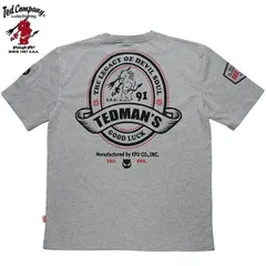 テッドマン エフ商会 半袖 Tシャツ TDSS-581 “レトロラベル風” 抜染プリント アメカジ アッシュグレーのサムネイル