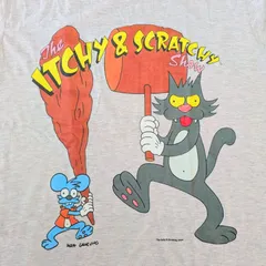 💥訳あり価格💥【 The Simpsons（ ザ・シンプソンズ ) 】『 The Itchy & Scratchy Show / イッチー＆スクラッチー 』 Tシャツ / グレー〚アメリカン雑貨 アメトイ〛のサムネイル
