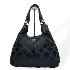 美品 COACH コーチ ショルダーバッグ 肩掛け オプアート ブラック 