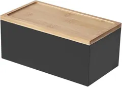 ideamall サニタリー収納ボックス トイレ おしゃれ シンプル 蓋付き (ブラック)のサムネイル