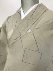 麻＊琉球柄＊つばめ＊ベージュ＊防水加工済み＊夏物＊着物＊159cm