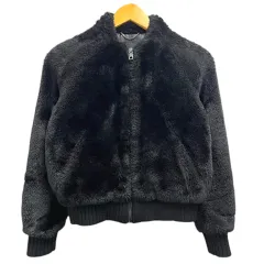 バナナリパブリック BANANA REPUBLIC フェイクファー ボア ブルゾン ジャケット ジャンパー 上着 長袖 XS 黒 ブラックのサムネイル