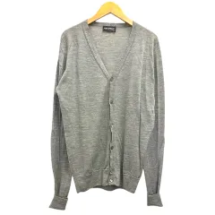 ジョンスメドレー JOHN SMEDLEY カーディガン ウール Vネック 長袖 無地 薄手 XS グレーのサムネイル