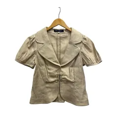 エムズグレイシー M'S GRACY ジャケット 半袖 無地 リネン混 TD-224331 38 ベージュのサムネイル