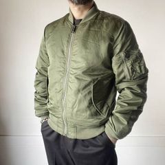 美品 ALPHA アルファ社 MA-1 ジャケット M 緑系×オレンジ リバーシブル