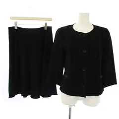 マックスマーラステュディオ Max Mara Studio セットアップ スーツ 上下 ノーカラー ジャケット 七分袖 フレアスカート ひざ丈 42 黒 /BM ■GY50のサムネイル