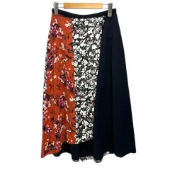 アクネ ストゥディオズ Acne Studios スカート スカーチョ フレア シルク 花柄 ロング丈 34 紺 ネイビー オレンジ マルチカラーのサムネイル