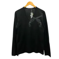 ロアー roar Tシャツ ロンT Vネック コットン スタッズ 長袖 2 黒 ブラックのサムネイル