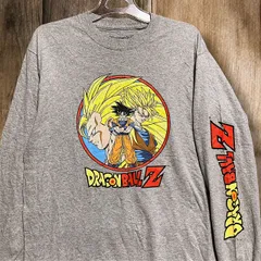 アニメ Tシャツ 長袖 ロンT ドラゴンボール ゼット 孫悟空 超サイヤ人 袖ロゴ グラフィック キャラ 漫画 グレー - 00s Mサイズ 古着 ビンテージ used vintage  p10のサムネイル