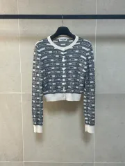 ミュウミュウ カシミア MULTI マルチロゴ シルク レディース クロップド カーディガン 42のサムネイル