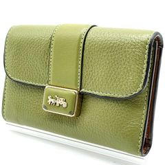 COACH コーチ 三つ折り財布 レザー オリーブグリーン ゴールド金具 コーチ COACH 三つ折り財布 3つ折り財布 レザー オリーブ グリーン