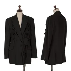 ジャンポールゴルチエ ファムJean Paul GAULTIER FEMME ウール混レースアップデザインピークドラペルジャケット 黒40のサムネイル