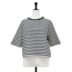 AMACA アマカ カットソー ブラック ベージュ サイズ:40(M) ボーダー 五分袖 Tシャツ プルオーバー クルーネック ハーフスリーブ コットン トップス【レディース】【中古】のサムネイル