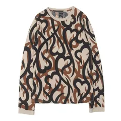 NUMBER (N)INE ナンバーナイン Tシャツ ベージュ サイズ:1 04AW GIVE PEACE A CHANCE期 ダメージ加工 ハートトライバルカモ ロングスリーブ Tシャツ トップス カットソー 長袖 アーカイブ【メンズ】【中古】のサムネイル