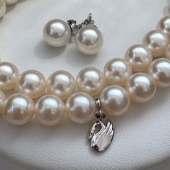 極上テリ】TASAKI タサキ アコヤ真珠 ネックレス スワンチャーム K14WG