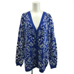 マヌーシュ MANOUSH カーディガン M 青 ブルー Vネック 総柄 長袖 772-55700-753 /KK ■GY19のサムネイル