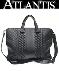 BOTTEGA VENETA イントレチャート 2WAY ビジネスバッグ レザー 黒 【75640】のサムネイル