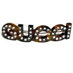 GUCCI グッチ ラインストーン ロゴ バレッタ ヘアクリップ ヘアピン