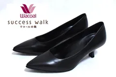 新品 SUCCESS WALK サクセスウォーク パンプス【24cm】【24.5cm】 EE WIN003 ポインテッド ブラック ワコール 5cm ヒールのサムネイル
