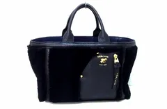 【233361】シアリングトート A.D.M.J アクセソワ・ドゥ・マドモワゼル  ムートン ボア レザー トートバッグ ブラックのサムネイル