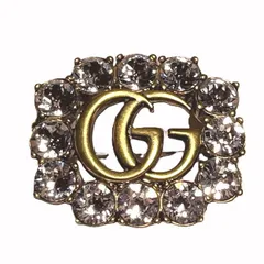 GUCCI グッチ GGマーモント ダブルG クリスタル ブローチ 506171 J1D50 8062 アンティークゴールド ラインストーン ビジュー アクセサリー レディース ユニセックス 【新品・本物】売れ筋のサムネイル